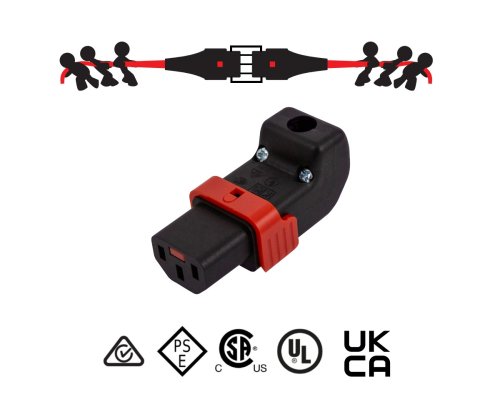 IEC-LOCK IEC60320-C13 Stecker unten o. oben gew. montierbarer Steckverbinder mit Verriegelung